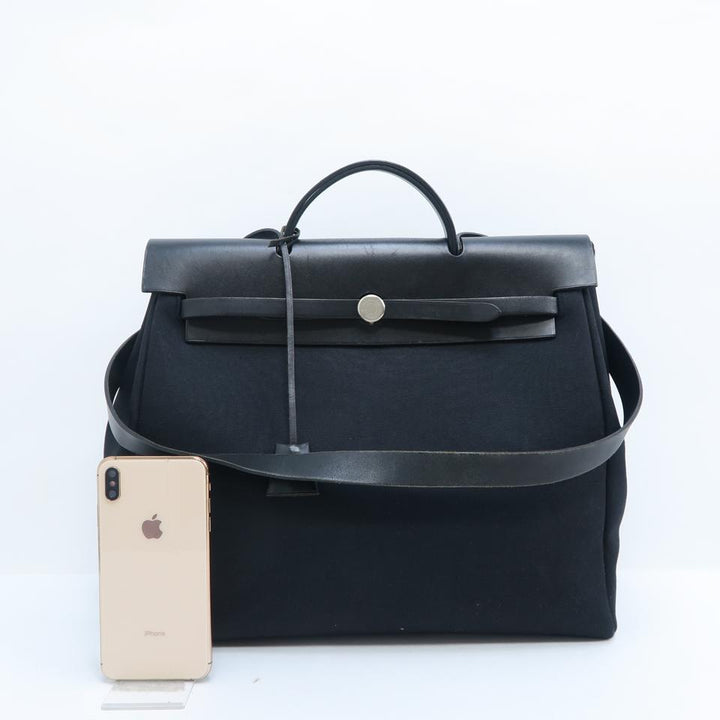 Hermès Herbag Gm Black Canvas Tote