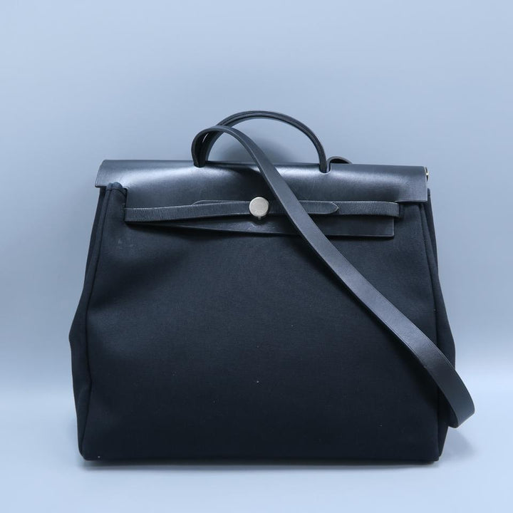 Hermès Herbag Gm Tote Black Canvas Satchel
