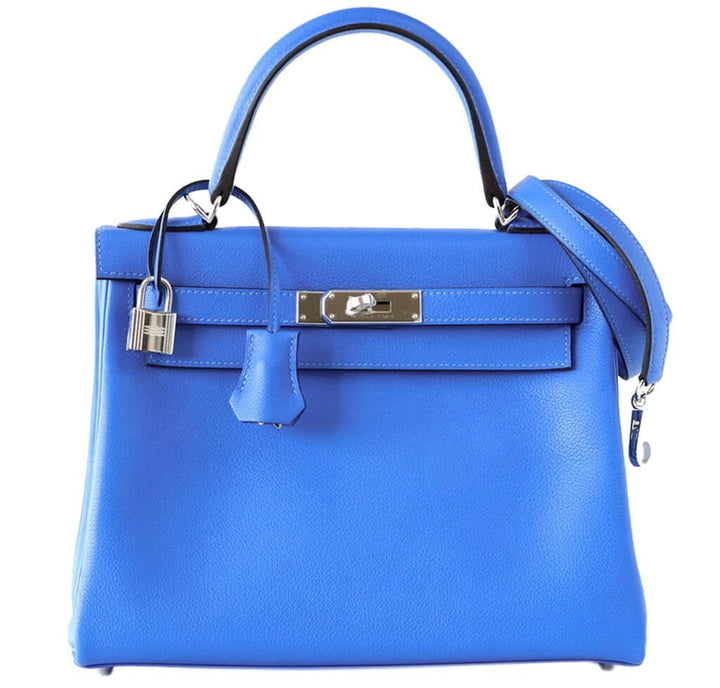 Hermès Kelly 28 Blue Hydra Evergrain