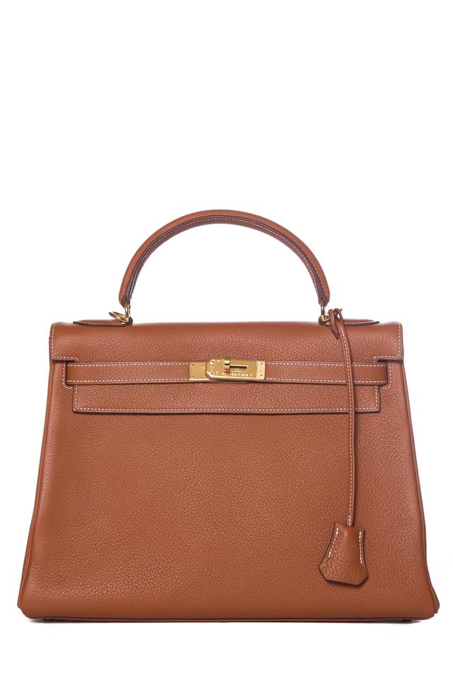 Hermès Kelly 28 Cm Retourne Taurillon Gold Clemence Leather Tote