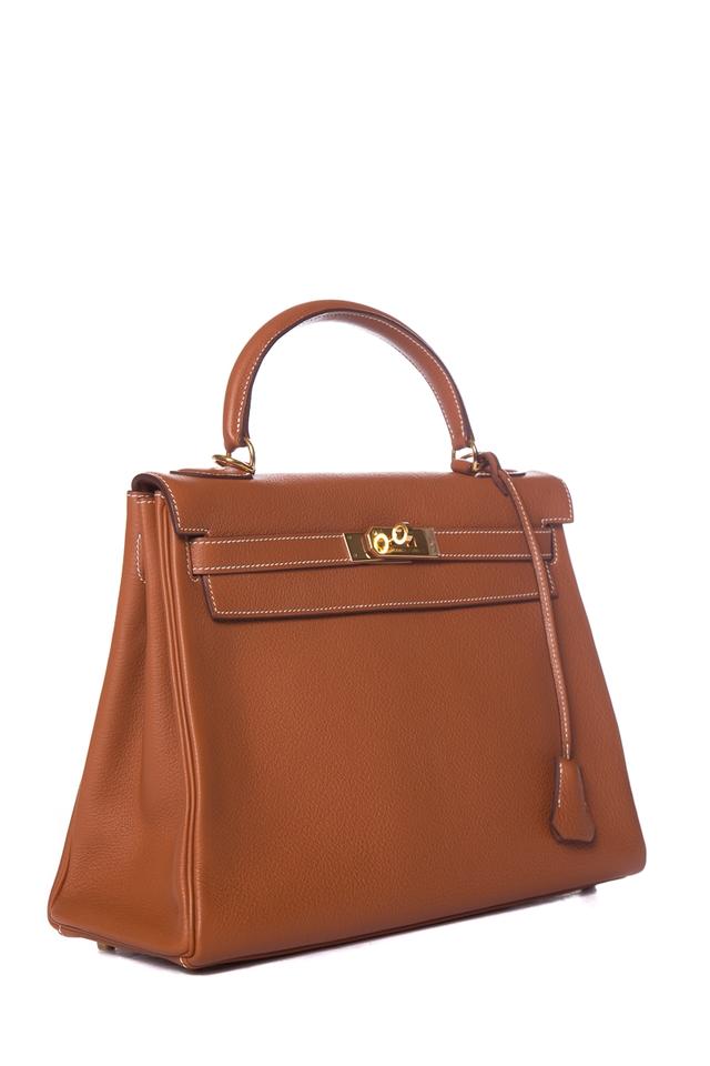 Hermès Kelly 28 Cm Retourne Taurillon Gold Clemence Leather Tote