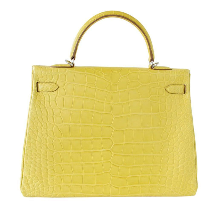 Hermès Matte Alligator Kelly 35 Mimosa Bag