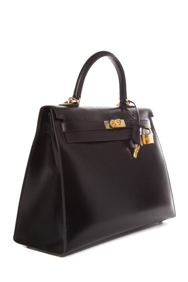 Hermès Kelly 35cm Sellier Swift Handle Black Leather Tote