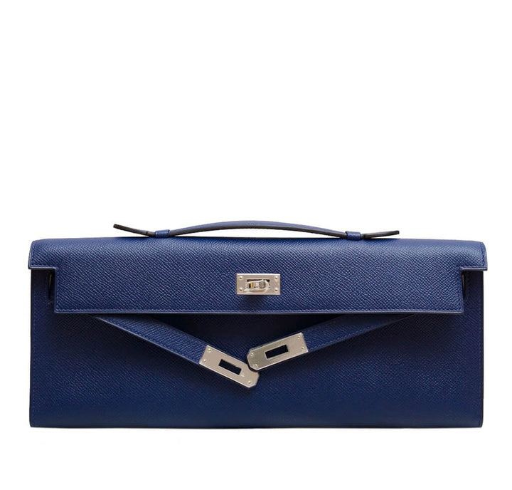 Hermès Kelly Cut Clutch Bag Blue Epsom Leather