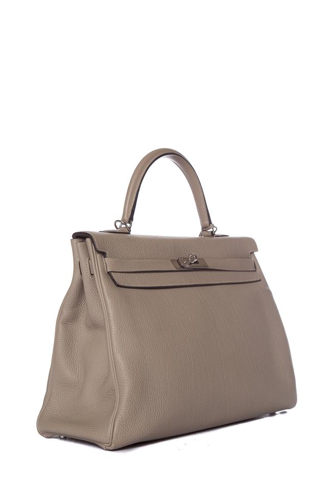 Hermès Kelly Gris Tourterelle 35 Handle Taupe Leather Tote