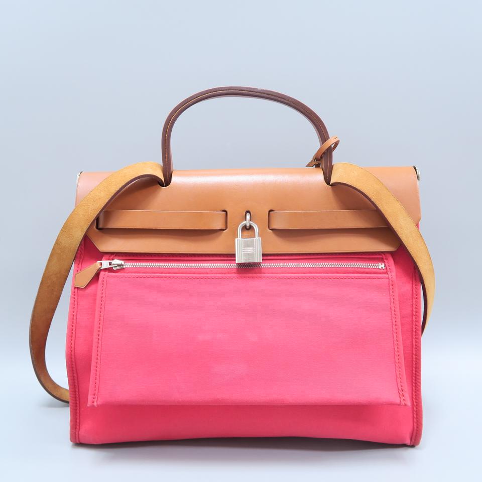 Hermès Shoulder Bag Herbag Zip 31 Rosepink Canvas Satchel