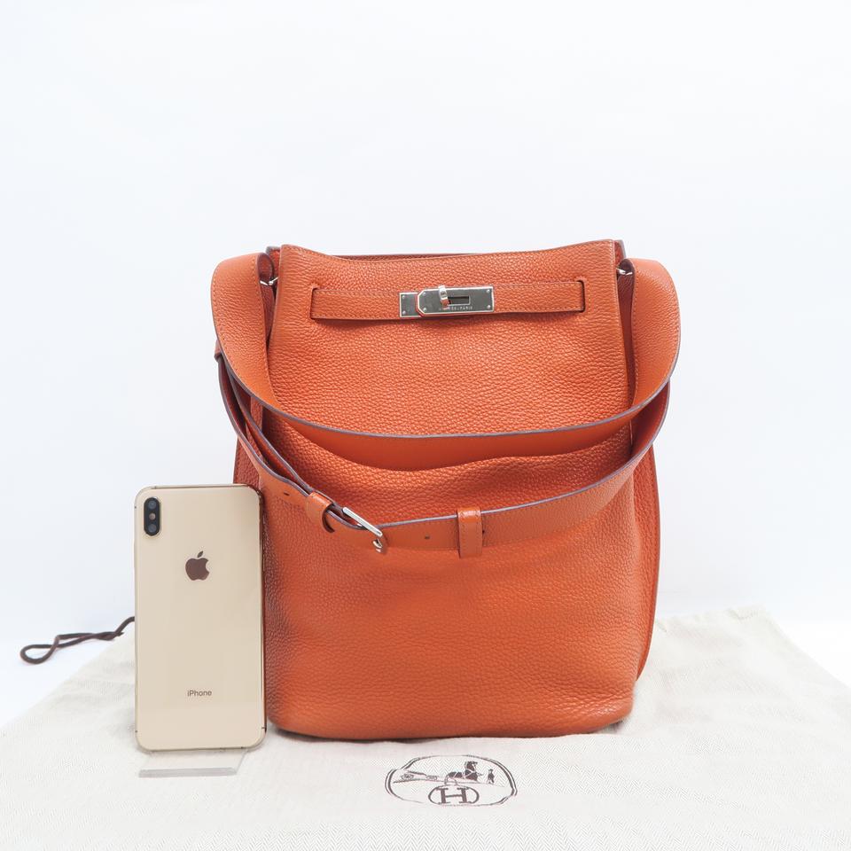 Hermès So-Kelly Kelly 22 Tote Oranged Togo Cross Body Bag