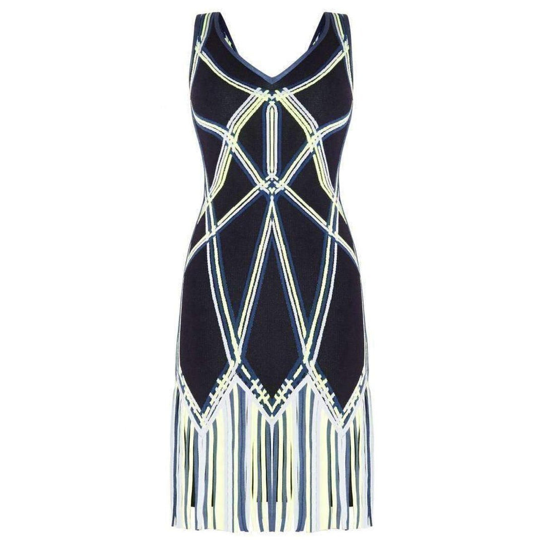 Hervé Léger-Charoletta Basket Weave Fringe Jacquard Dress - Runway Catalog