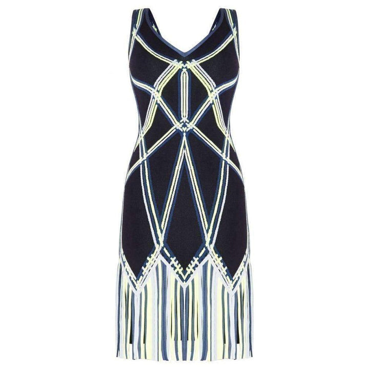 Hervé Léger-Charoletta Basket Weave Fringe Jacquard Dress - Runway Catalog