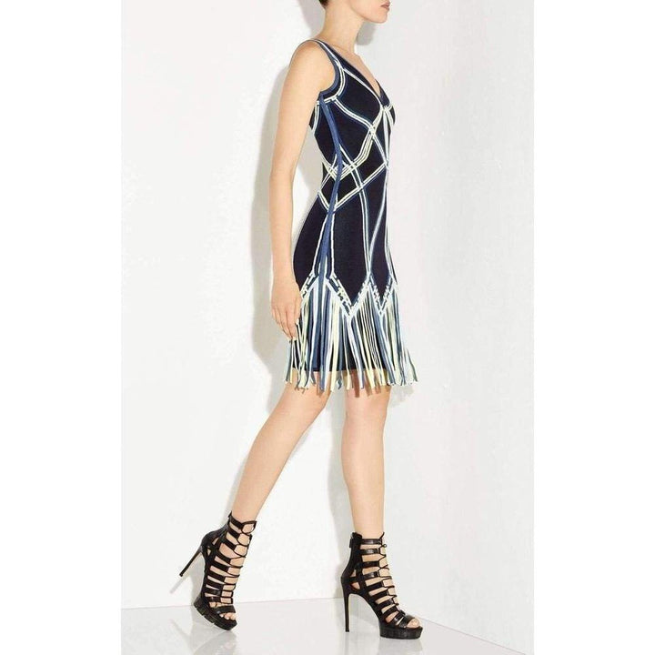 Charoletta Basket Weave Fringe Jacquard Dress