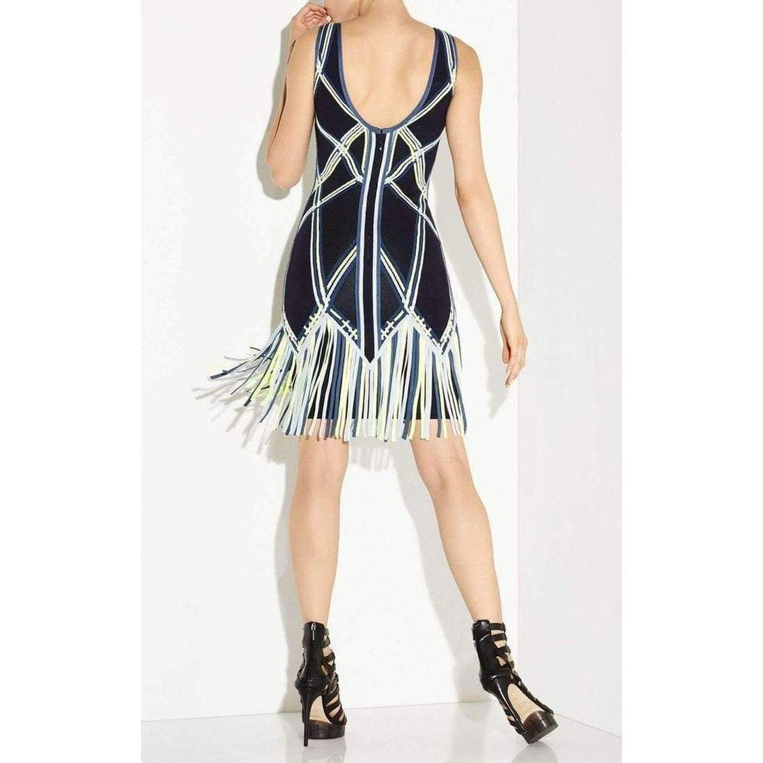 Charoletta Basket Weave Fringe Jacquard Dress