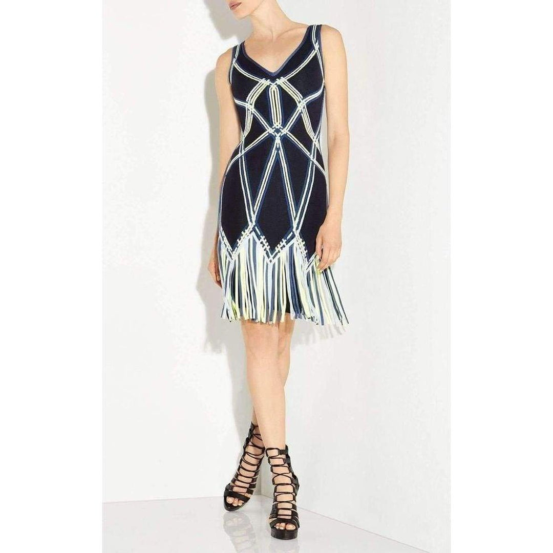 Charoletta Basket Weave Fringe Jacquard Dress