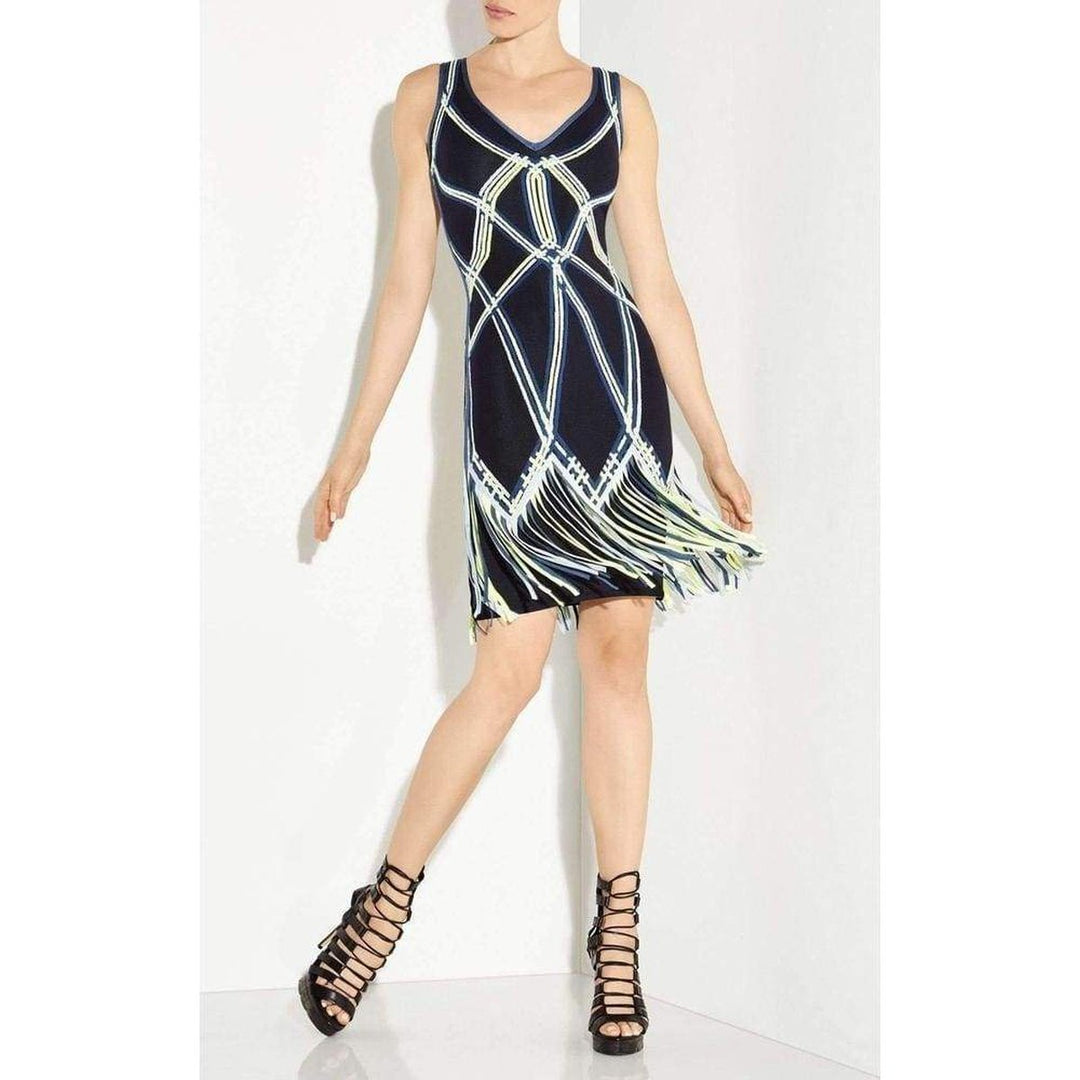 Charoletta Basket Weave Fringe Jacquard Dress