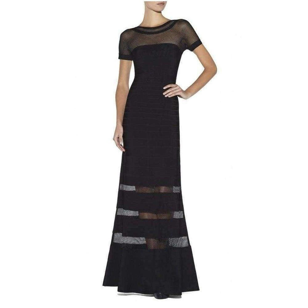 Hervé Léger-Gweneth Multi Stitch Crochet Detail Gown - Runway Catalog