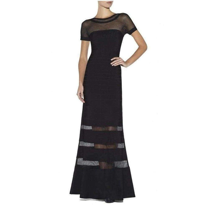 Hervé Léger-Gweneth Multi Stitch Crochet Detail Gown - Runway Catalog