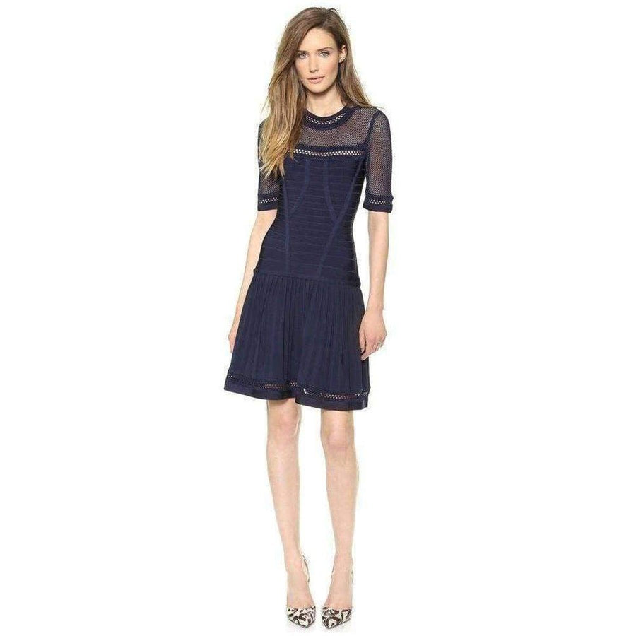 Hervé Léger-Herve Leger Haylynn Blue Pacific Dress - Runway Catalog