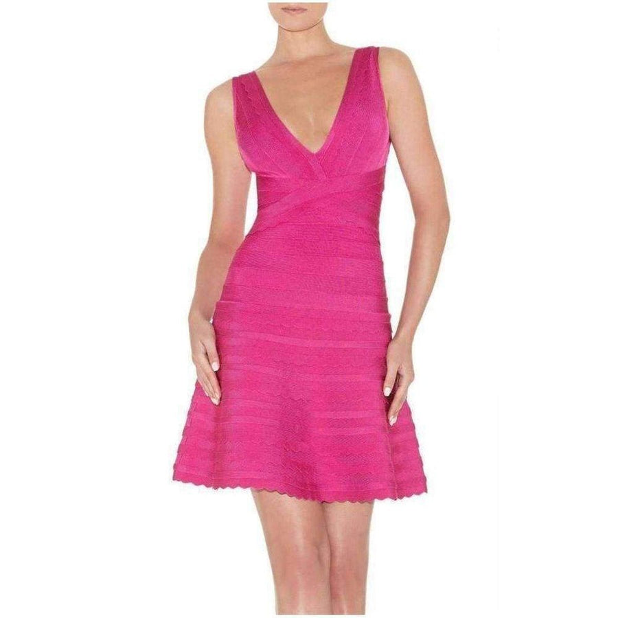 Hervé Léger-Nikayla Scalloped Edge Caprice Pink Dress - Runway Catalog