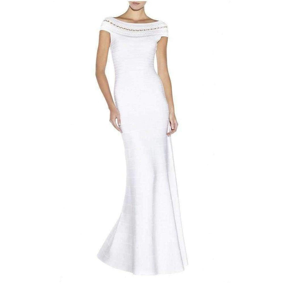 Hervé Léger-Sophia Braided Ottoman Crochet Gown - Runway Catalog