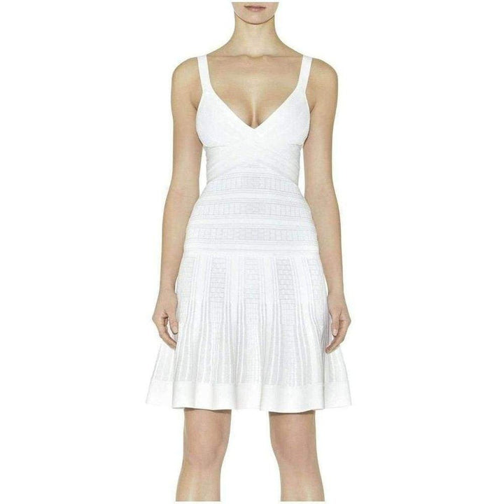 Thana Textured Jacquard Yarn White Dress