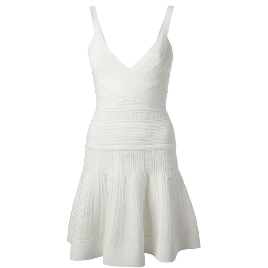 Thana Textured Jacquard Yarn White Dress