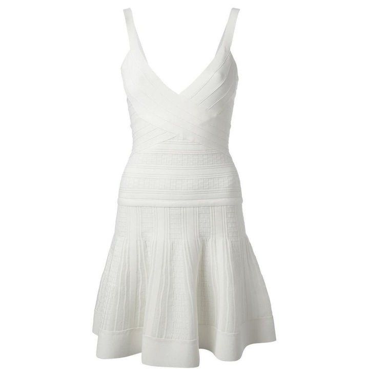 Thana Textured Jacquard Yarn White Dress
