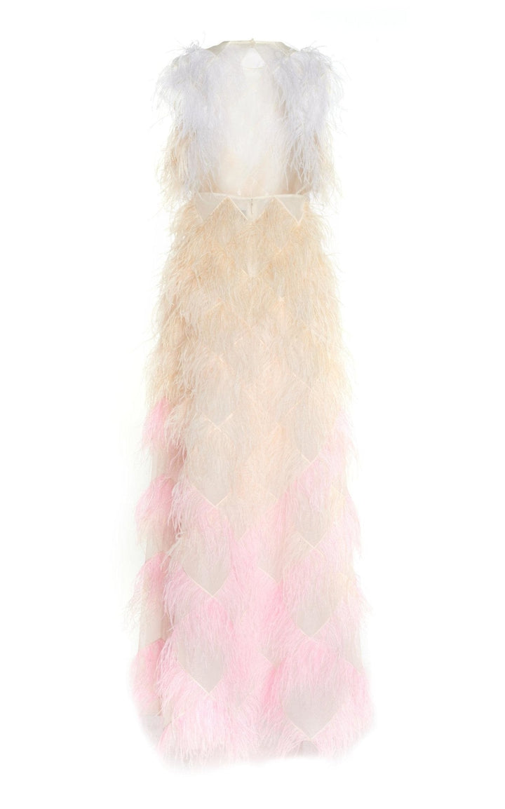 Mystique Dégradé Silk and Feather Gown
