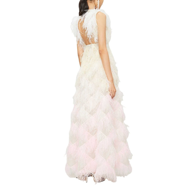 Mystique Dégradé Silk and Feather Gown