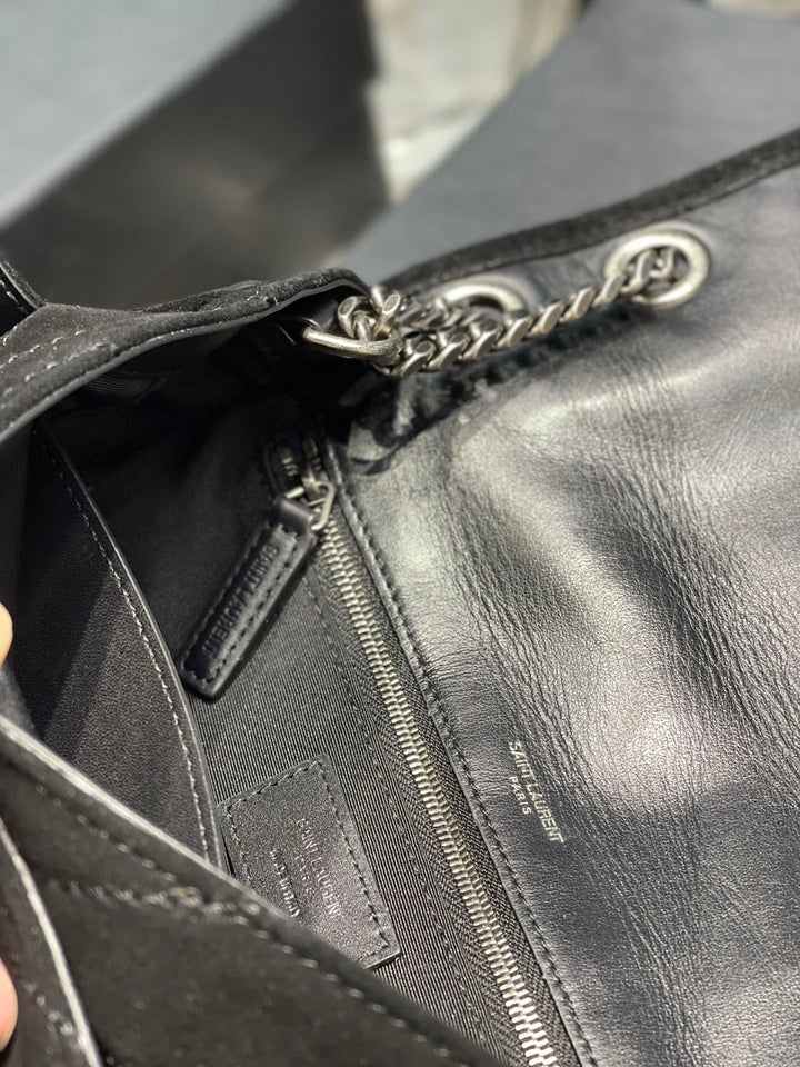 YSL Niki Medium  In Quilted Suede And Smooth Leather Bag