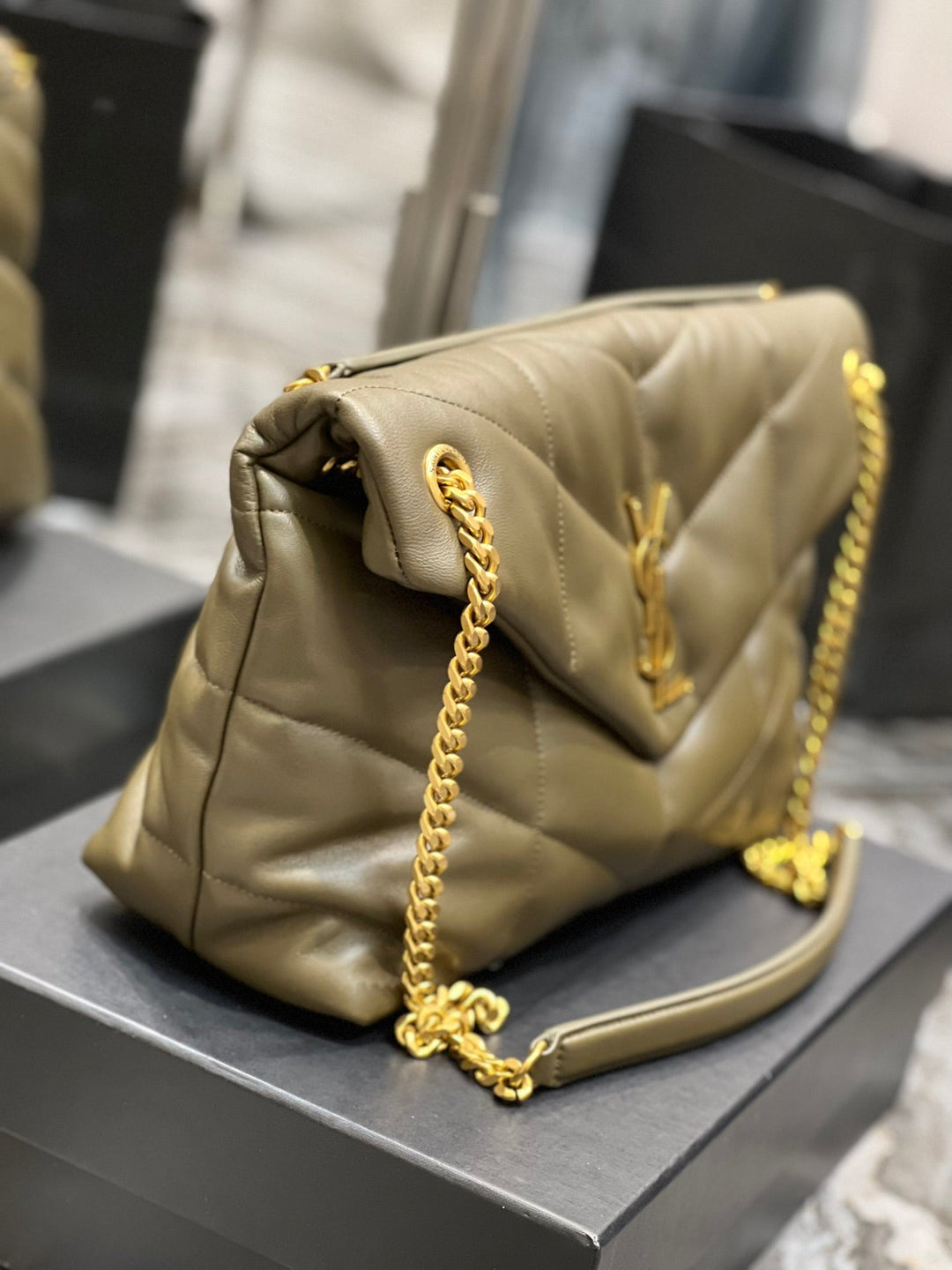 YSL PUFFER MEDIUM BAG IN QUILTED LAMBSKIN