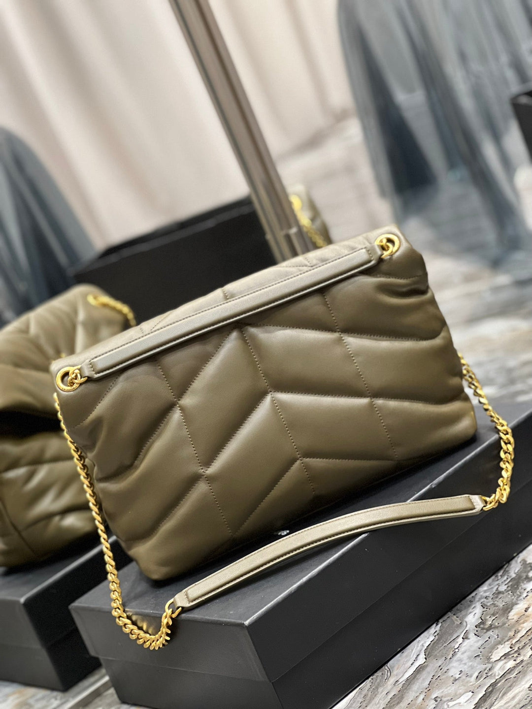 YSL PUFFER MEDIUM BAG IN QUILTED LAMBSKIN