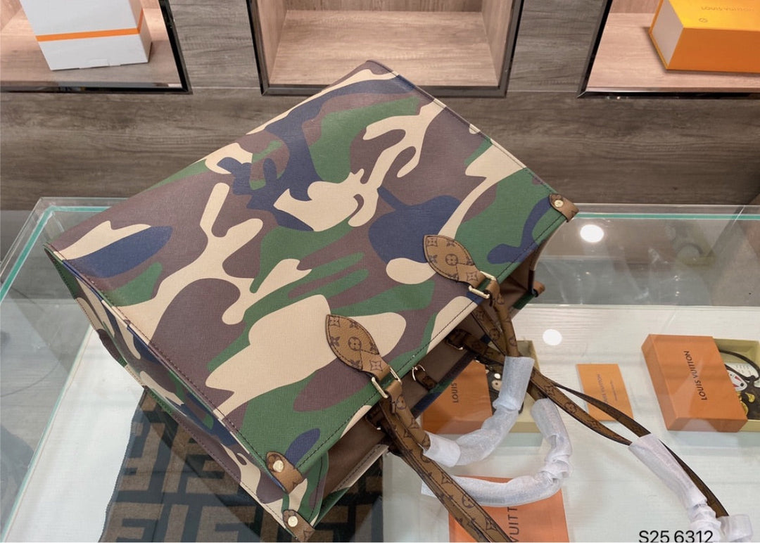 Army Color LV woman Large Handbag