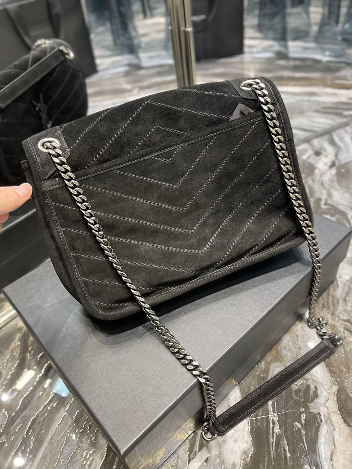 YSL Niki Medium  In Quilted Suede And Smooth Leather Bag