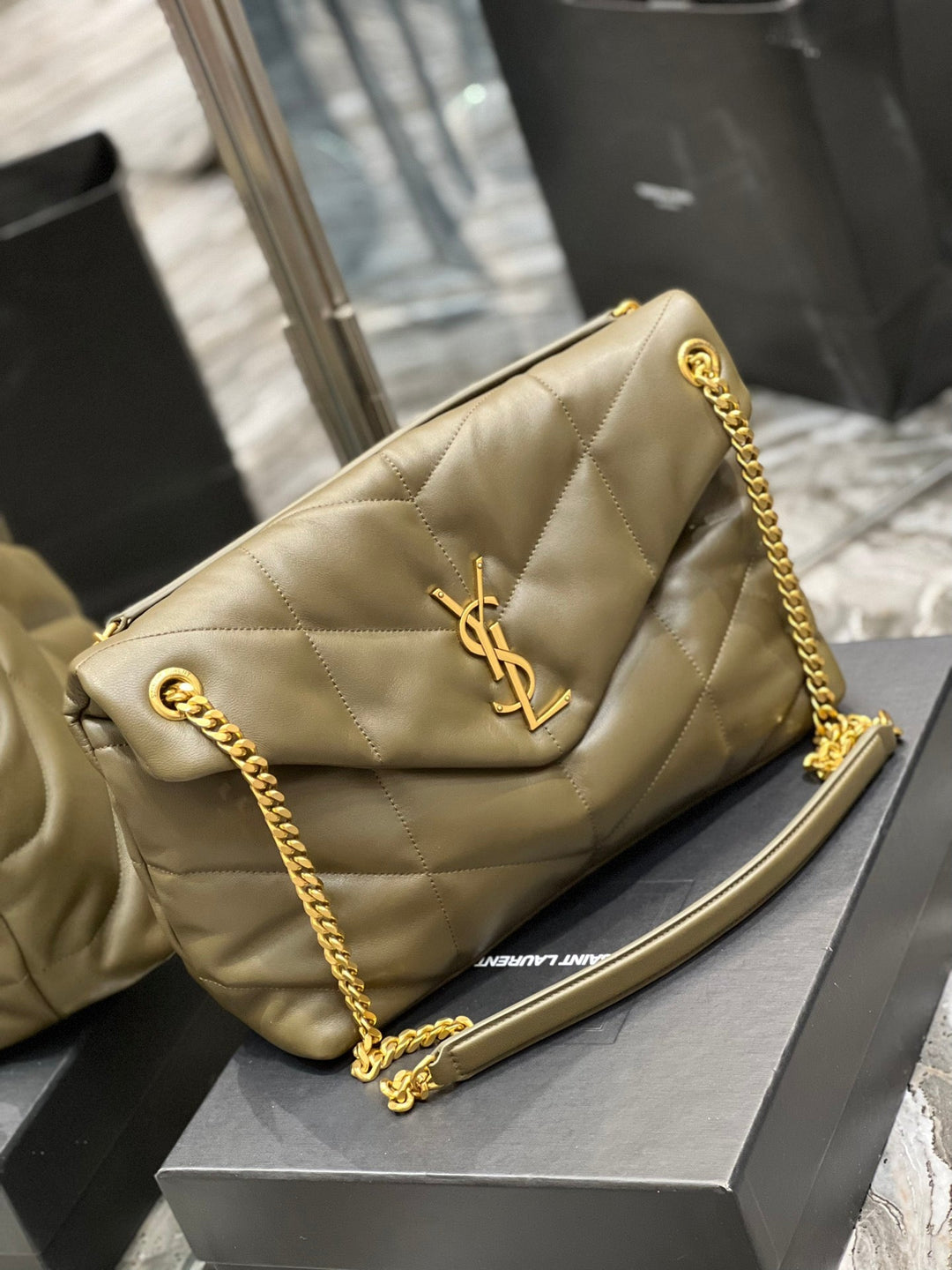 YSL PUFFER MEDIUM BAG IN QUILTED LAMBSKIN