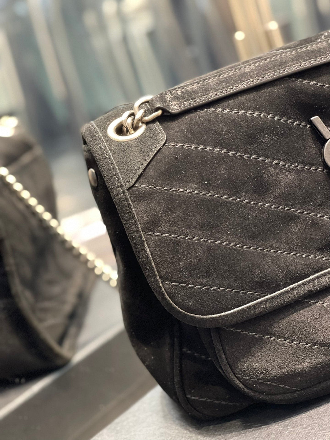 YSL Niki Medium  In Quilted Suede And Smooth Leather Bag