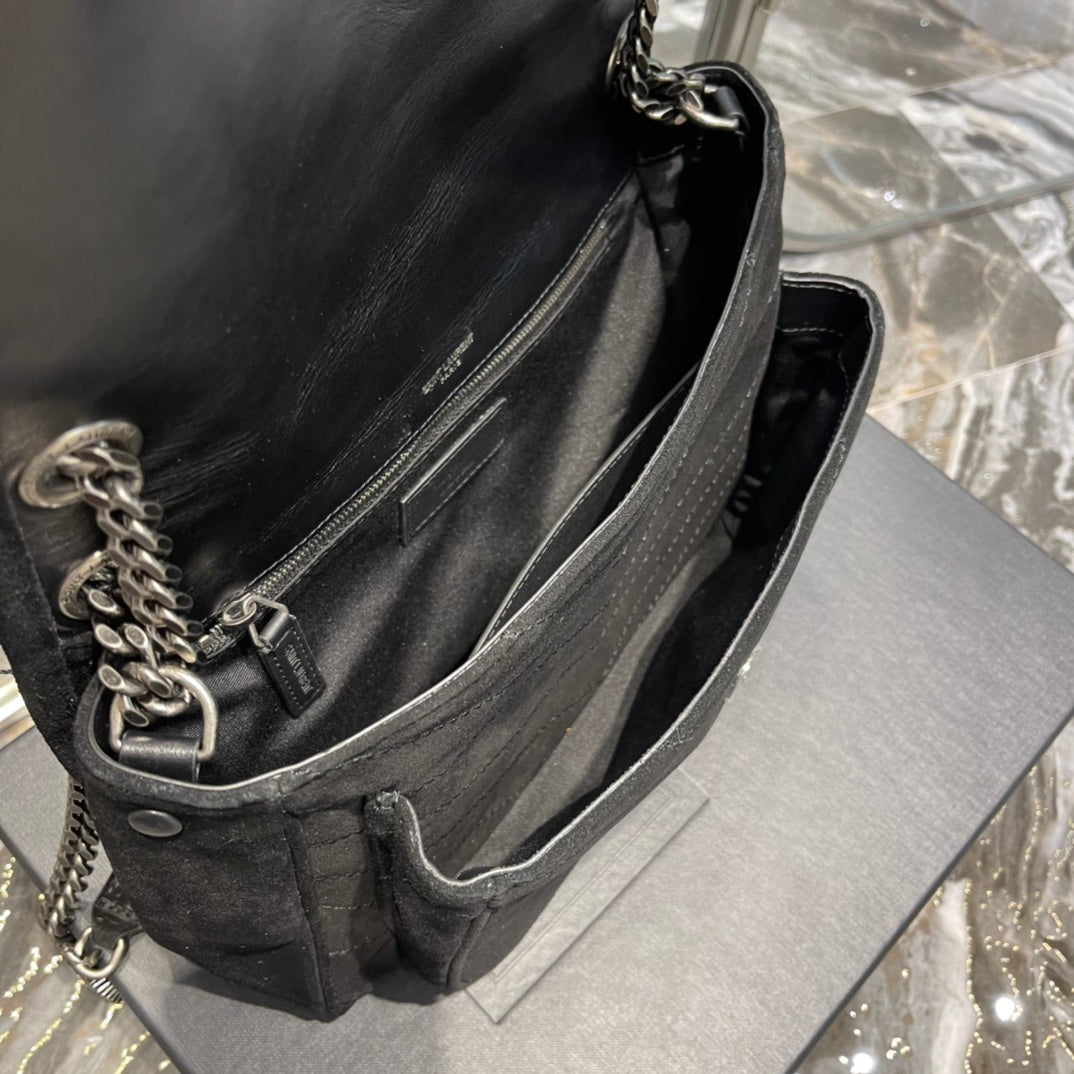 YSL Niki Medium  In Quilted Suede And Smooth Leather Bag
