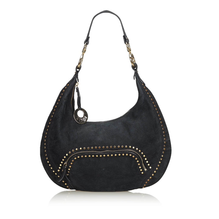 Pre-Loved Fendi Black Nubuck Leather Chef Hobo Bag ITALY