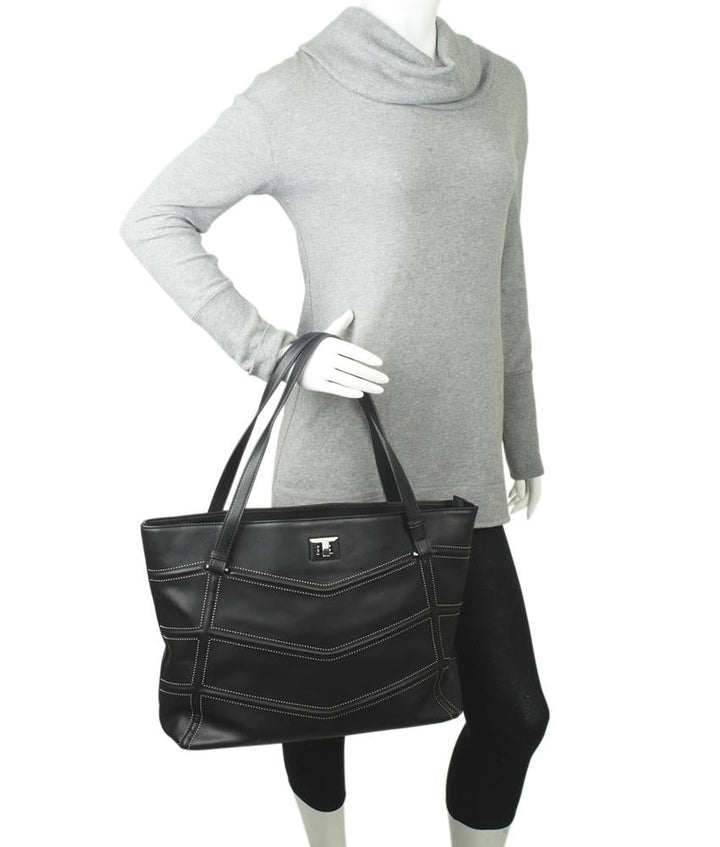 INC International Black Leather Tote