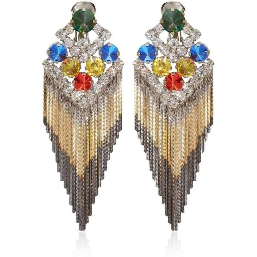 Iosselliani-Fringe Mixed Color Earrings - Runway Catalog