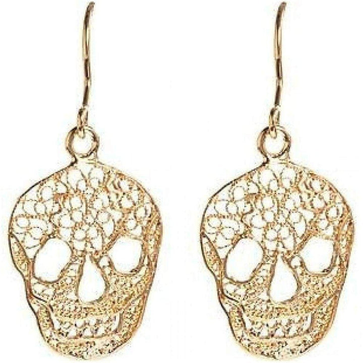Iosselliani Handmade Filigree Skull Silver/Gold Earrings