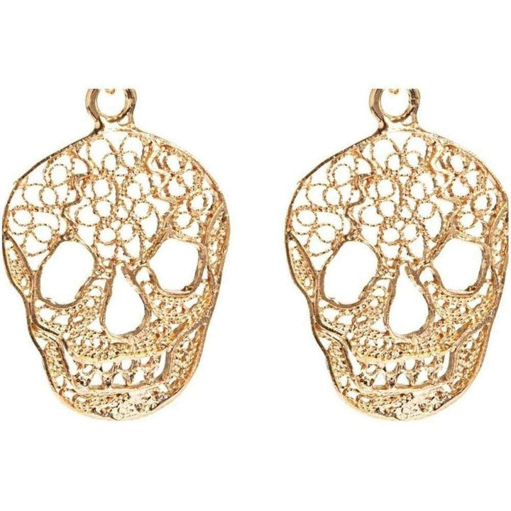 Iosselliani Handmade Filigree Skull Silver/Gold Earrings