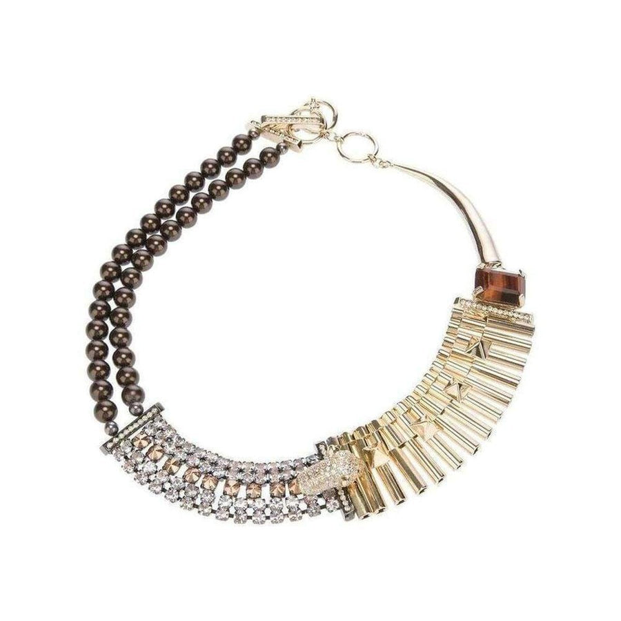 Iosselliani-Rolex Chain Cheetah Head Crystal Chocker - Runway Catalog
