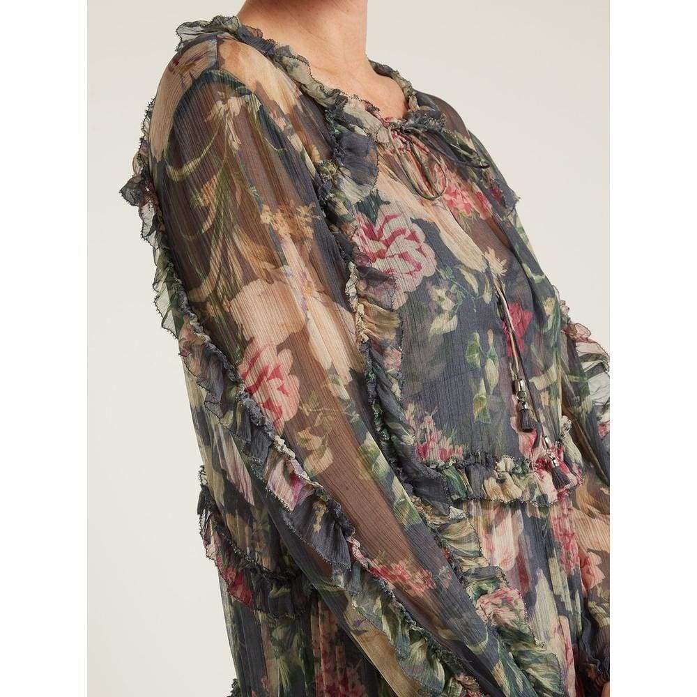 Iris Floral-Print Sheer-Silk Dress