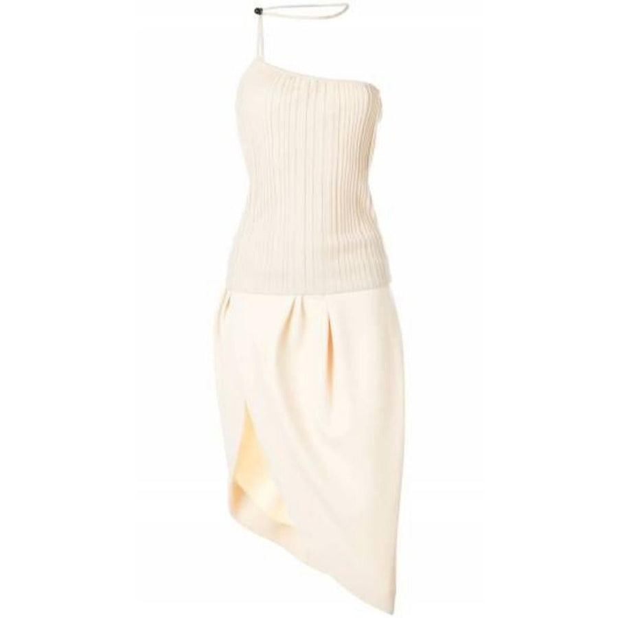 Jacquemus-Asymmetric Beige Midi Dress - Runway Catalog