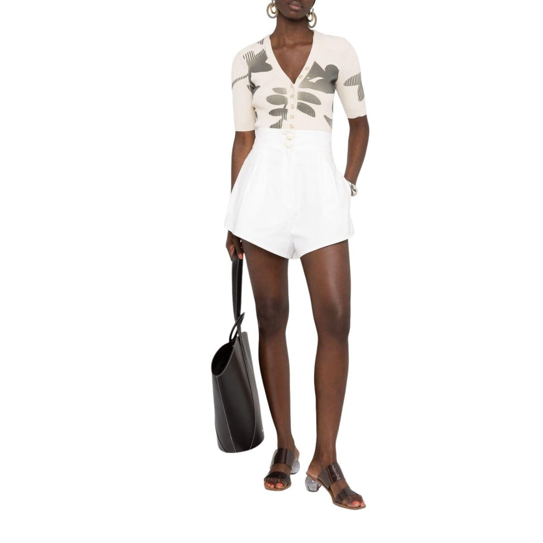 Botanical-print Ribbed Bodysuit