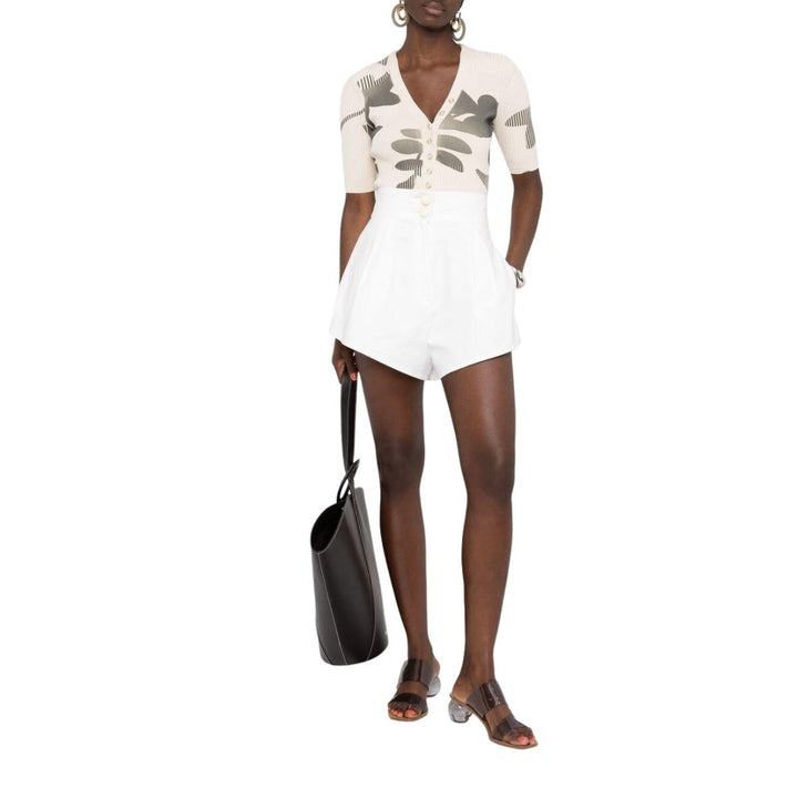 Botanical-print Ribbed Bodysuit
