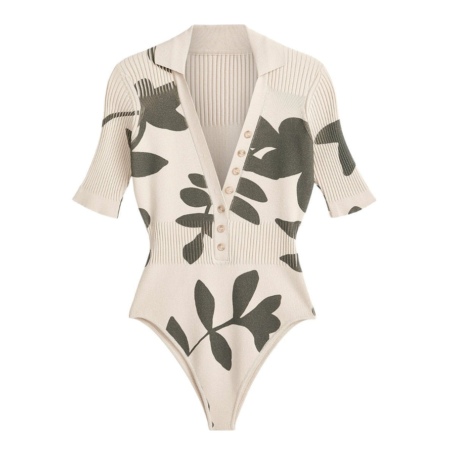 Jacquemus-Botanical-print Ribbed Bodysuit - Runway Catalog