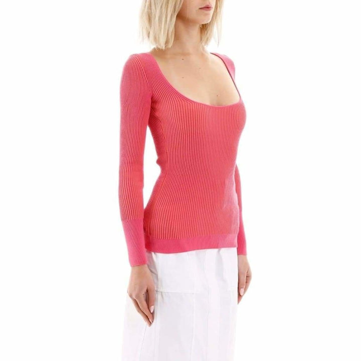 La Maille Rosa Ribbed-Knit Sweater