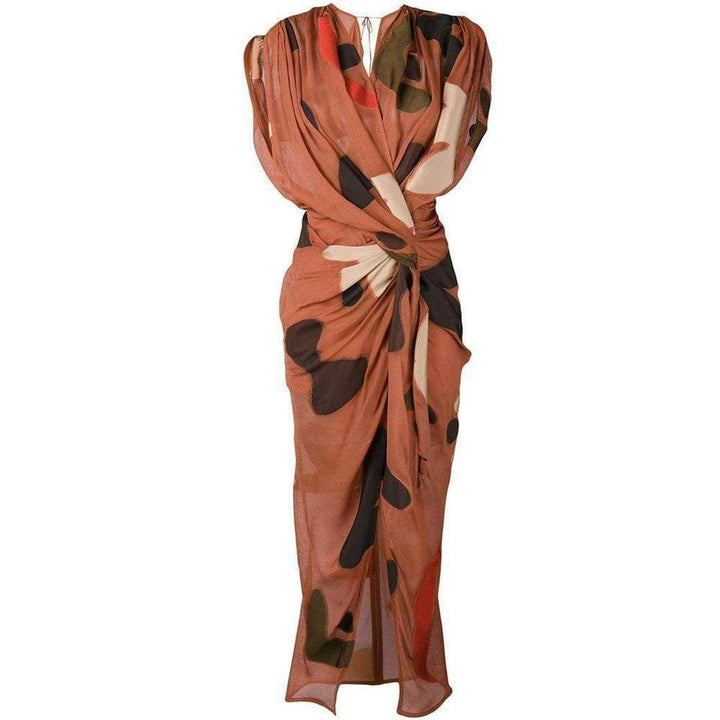 Jacquemus-La Robe Henri Print Drape Midi Dress - Runway Catalog