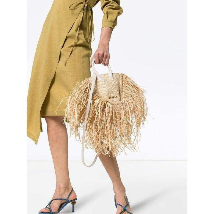 Le Petit Baci Straw and Leather Bag