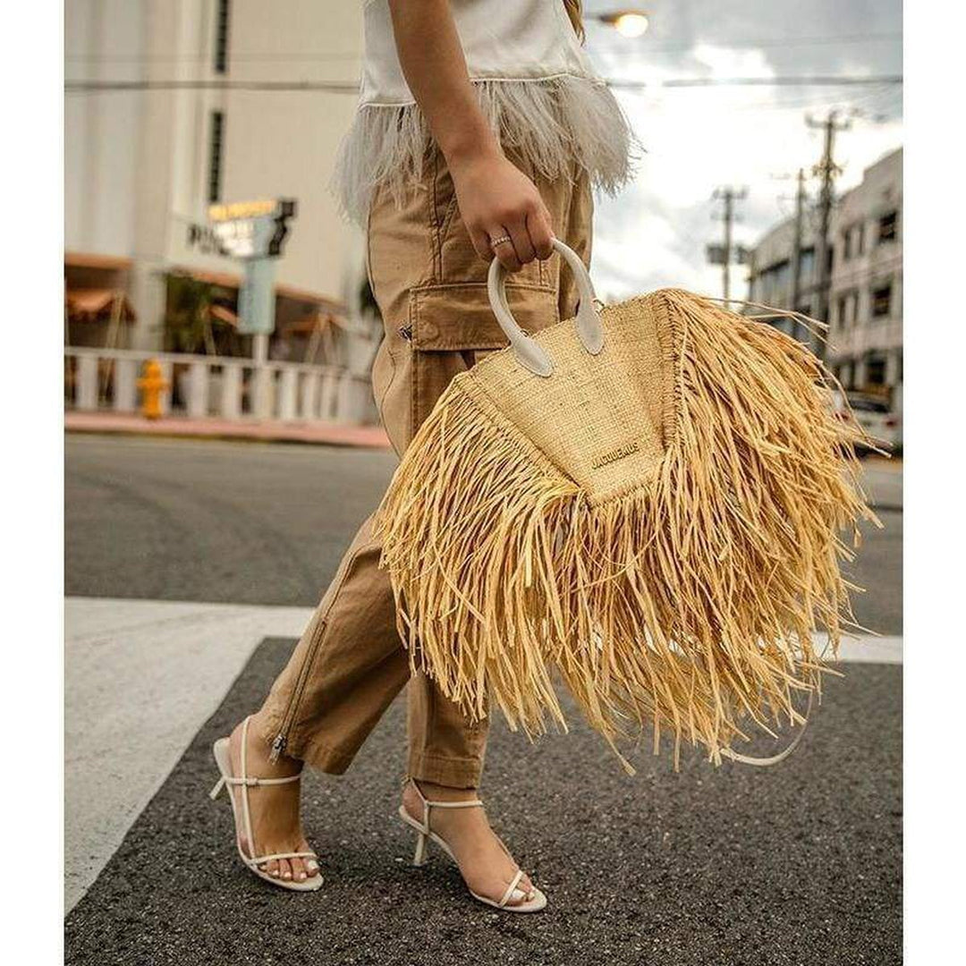 Le Petit Baci Straw and Leather Bag